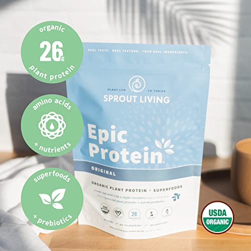 Sprout Living, Epic Protein, Plant Based Protein & Superfoods Powder, Original, Unflavored Sprout Living uk supplements