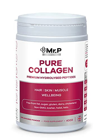 Mr.P Health Pure Collagen Peptides 400g Types I III Food Supplement Unflavoured Powder MR.P Health uk supplements