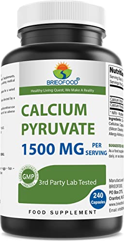 Brieofood Calcium Pyruvate 1500mg per Serving - 240 Vegetarian Capsules Brieofood uk supplements