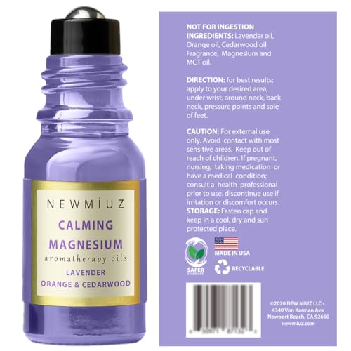 Calm Magnesium Roller Lavender Orange Cedarwood Essential Oil Roll On Calming Aromatherapy Self Care New Miuz uk supplements