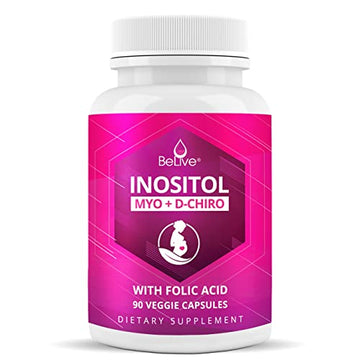 BeLive Myo-Inositol & D-Chiro Inositol Capsules - 90Ct I Inositol Supplement with Folic BeLive uk supplements