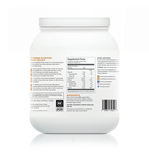 Supreme Nutrition Whey Protein Isolate | 1.2kg - 30 Servings | 33g of Pure Whey Isolate Per Serving Supreme Nutrition uk supplements