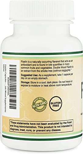 Fisetin Supplement - 100mg of Bioactive Flavnonols, 60 Count (Natural Bioflavonoid Double Wood Supplements uk supplements