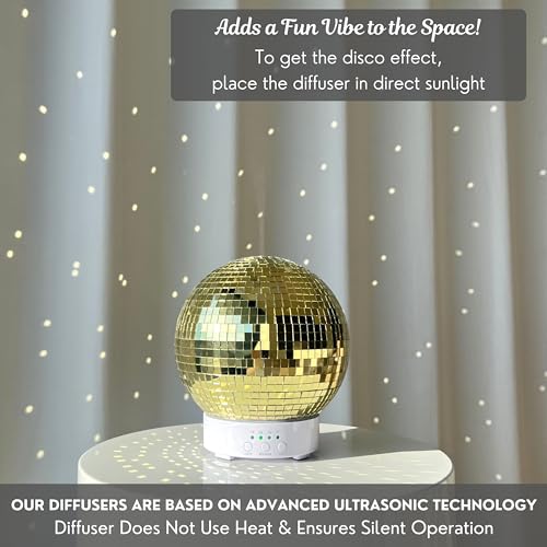 Disco Ball Diffuser Rotating - 300 ML Mirror Ball Oil Diffuser, Essential Oils Diffusers for Home SCANDINORDICA uk supplements