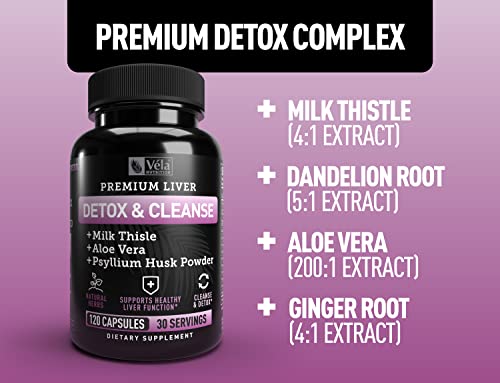 Véla Colon Cleanse & Liver Detox Formula Cleanse - 22 Herbs with Milk Thistle, Turmeric Véla uk supplements