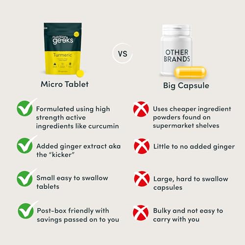 Nutrition Geeks Turmeric Tablets 2000 mg with Black Pepper & Ginger, High Strength Nutrition Geeks uk supplements
