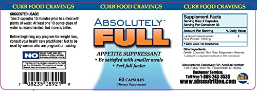 Absolute Nutrition, Curb Food Cravings, Absolutely Full, 60 Caps Absolute Nutrition uk supplements