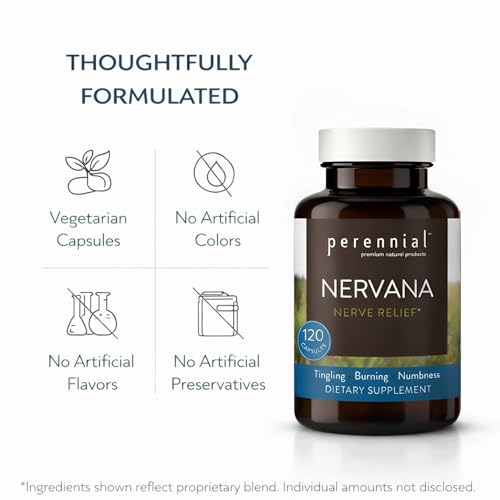 Perennial Nervana – Herbal Nerve Support for Tingling, Burning & Numbness Relief – Promotes Calm Focus & Stress Resilience – Non-Drowsy Mood Balance – 120ct* Perennial uk supplements