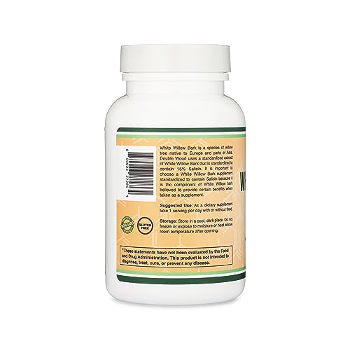 White Willow Bark Capsules 800mg per Serving, 120 Count (Willow Bark Extract Std. Double Wood Supplements uk supplements