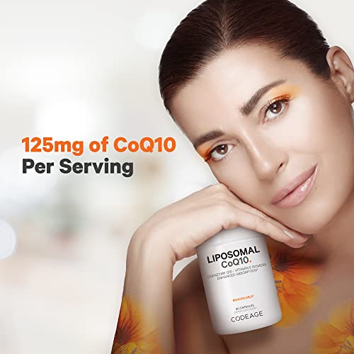 Codeage Liposomal CoQ10 Supplement - Vitamin E Isomers Tocopherols - 125mg Coenzy Codeage uk supplements