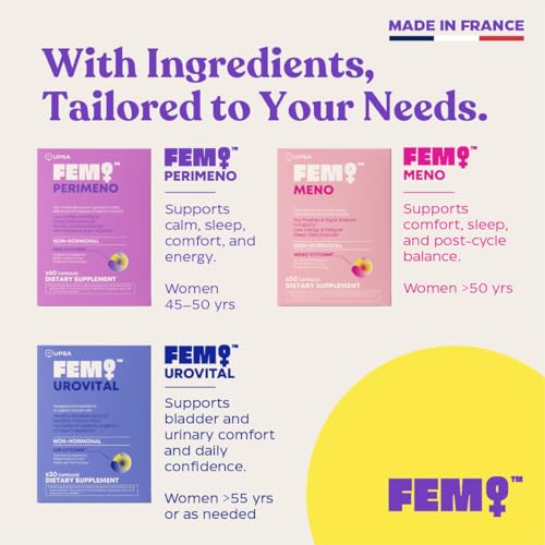 Upsa FEM Perimeno Perimenopause Supplements for Women - Non-Hormonal Pre-Menopause Support for Hot Flashes, Night Sweats, Mood, Sleep & Low Energy - 30 Capsules Upsa uk supplements
