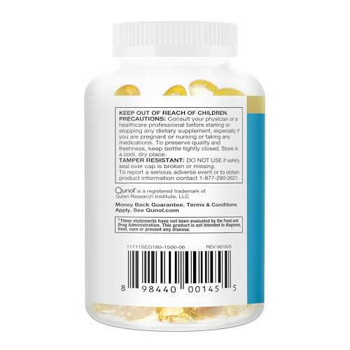 Qunol Fish Oil Omega 3 Mini Softgels, 1000mg Omega 3 EPA + DHA, Ultra Pure Supplements, Heart Health Support, Lemon Flavor, Easy to Swallow Minis, 3 Month Supply, 180 Count Qunol uk supplements