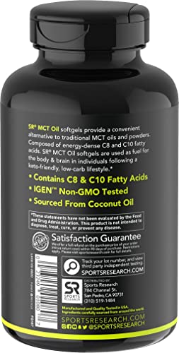 Sports Research Keto MCT Oil Capsules derived from Coconut Oil | Keto Fuel for The Brain Sports Research uk supplements