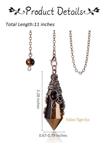 PESOENTH Crystal Pendulum Dowsing Divination Scrying Pendulum with Bronze Wrap Tiger Eye Healing PESOENTH uk supplements