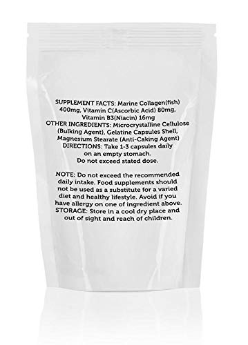 Marine Collagen 400mg Complex with Vitamin B3 and Vitamin C x30 Capsules Pills UK Nutrition Healthy Mood uk supplements