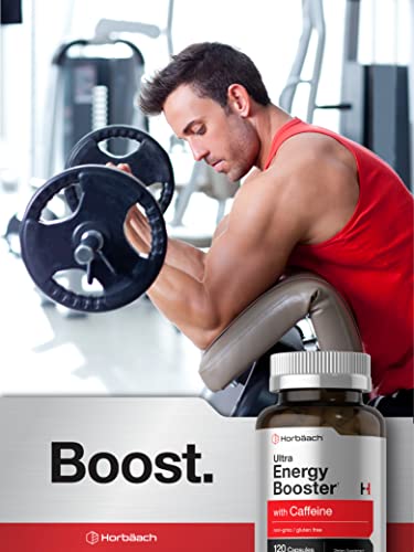 Ultra Energy Supplement | 120 Capsule Pills | with Caffeine & Vitamin B12 | Daily Energy Booster Horbäach uk supplements