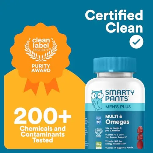 SmartyPants Men's Multivitamin Gummies - Improved Formula: Omega 3 (DHA/EPA), Methylfolate, Vitamin D3, C, Vitamin B12, B6, Vitamin A SmartyPants uk supplements