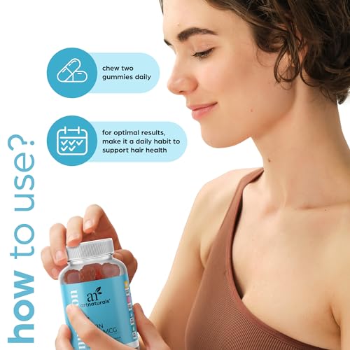 Artnaturals Biotin Gummies for Hair Growth - (100 Gummies - 10000mcg) - Natural Strawberry Artnaturals uk supplements