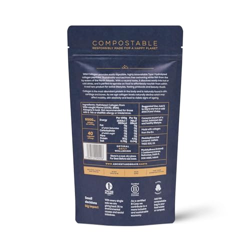 Ancient + Brave Wild Collagen 200g - Wild Caught Marine Collagen Powder - 100% Hydrolysed Collagen Peptides (Fish) Ancient + Brave uk supplements