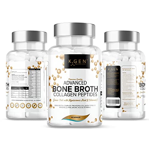 Pure Bone Broth Collagen Supplement Capsules Grass Fed Advanced Blend of Multi Collagen K GEN rejuvenation nutrition uk supplements