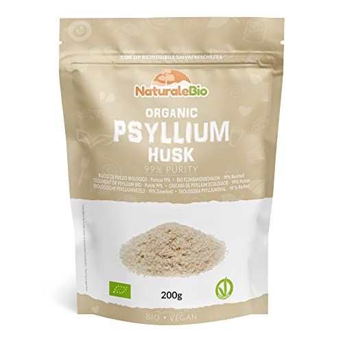 Organic Psyllium Husk - 99% Purity - 200g. Pure & Natural Psyllium Seed Husks NaturaleBio uk supplements