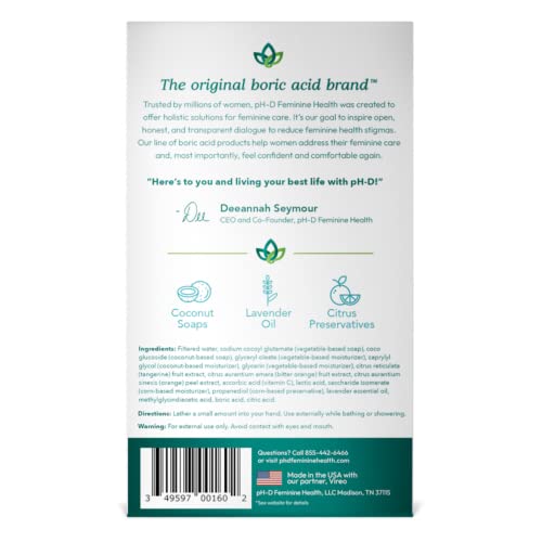 pH-D Feminine Health - Boric Acid Foam Wash - pH-Balanced, Paraben-Free, and Plant-based pH-D Feminine Health Support uk supplements