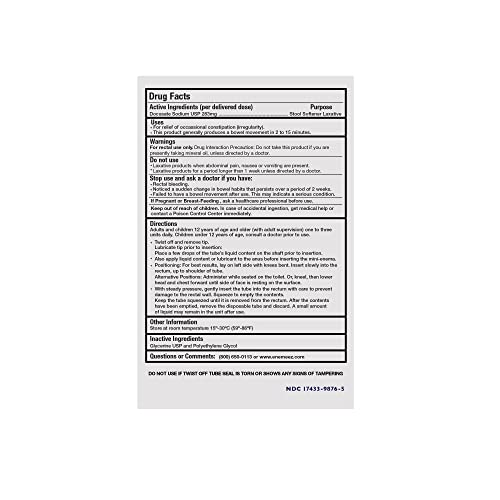 Docusol Docusate Sodium Mini Enema ml, Clear, 0.84 Fl Oz Enemeez uk supplements