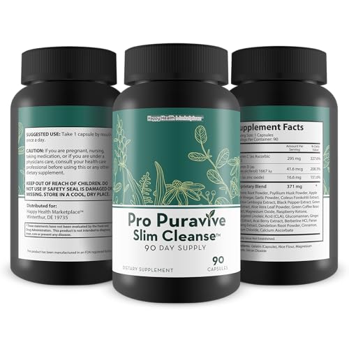 Pro Puravive Slim Cleanse - 90 Day Supply - Our Best Gentle Full Body Detox Cleanse Happy Health Marketplace uk supplements