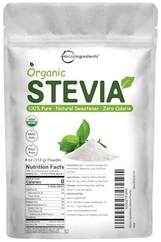 Pure Organic Stevia Powder, 4 Ounces, 706 Serving, Highest Grade Stevia Green Micro Ingredients uk supplements
