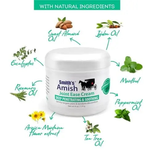 Smith Amish JointEase Soothing Cream 3 Pack (Three 4 oz Jars) with Arnica, Tea Tree, Eucalyptus, Peppermint and Rosemary Smith Amish uk supplements