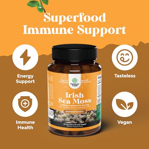 Organic Irish SeaMoss Capsules - Sea Moss and Bladderwrack Capsules with Burdock Natures Craft uk supplements