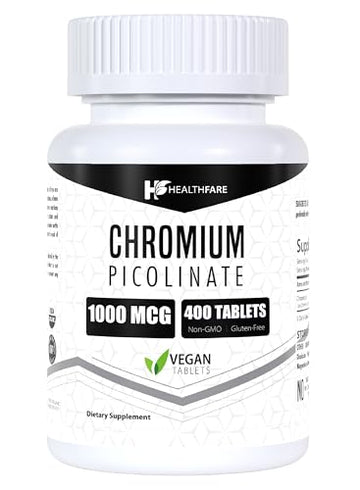 Chromium Picolinate 1000mcg | 400 Tablets | Support Carbohydrate Breakdown & Metabolism Healthfare uk supplements