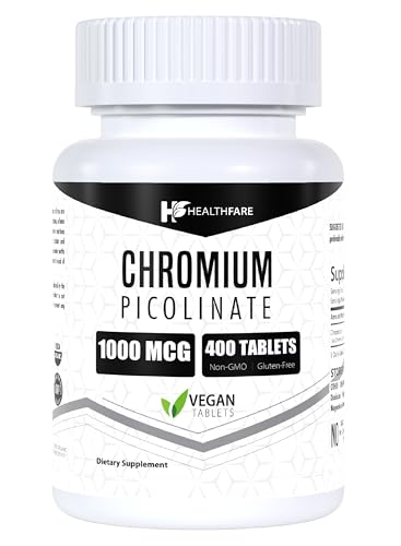 Chromium Picolinate 1000mcg | 400 Tablets | Support Carbohydrate Breakdown & Metabolism Healthfare uk supplements