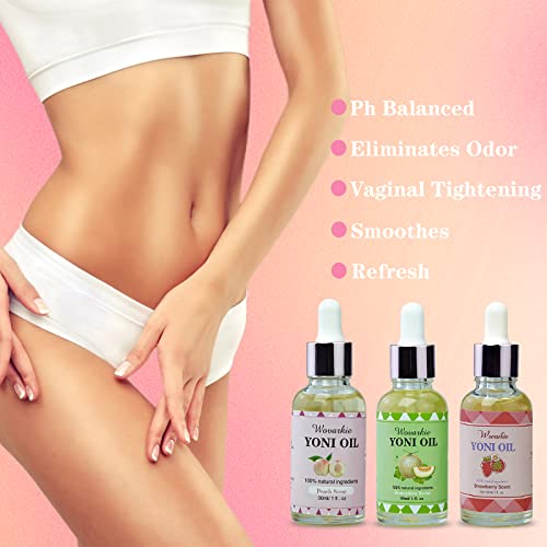 Yoni Oil for Women Set Of 3, 100% Natural Feminine Oil Intimate Deodorant for Women, Eliminates Odor Wovarkie uk supplements