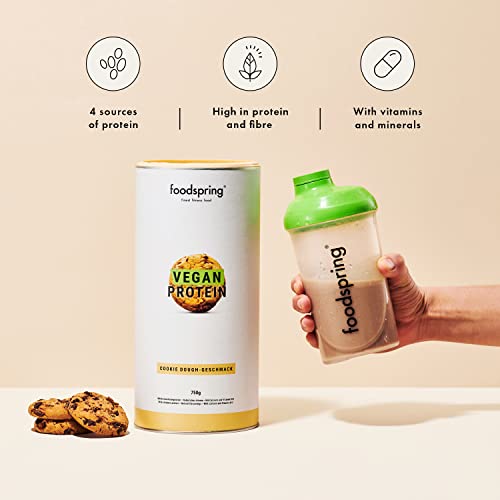 foodspring Vegan Protein Cookie Dough - 21g Protein per Shake to Build Muscle, B12, B6, folic Acid foodspring uk supplements
