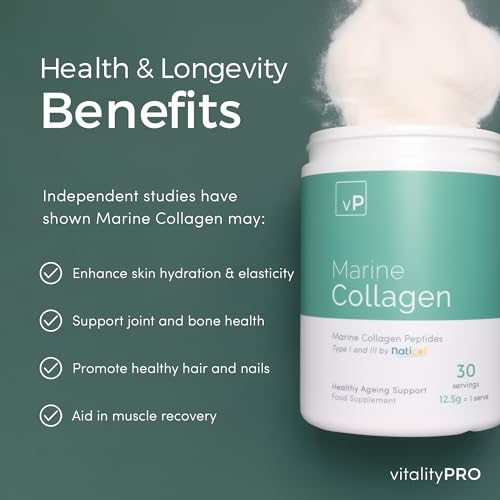 Marine Collagen 375g - 12.5g x 30 Servings - Naticol® Type 1 and 3 - Vitality Pro Hydrolysed Collagen vP Vitality Pro uk supplements