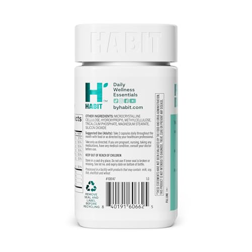 Habit PMS Support Supplement for Women (60 Capsules) - Supports Premenstrual Symptoms & Stress, Hormone Balance, Mood, B Vitamins, Vitamin D, Chasteberry, Ashwagandha, Gluten-Free, Non-GMO (1 Pack) H' Habit uk supplements
