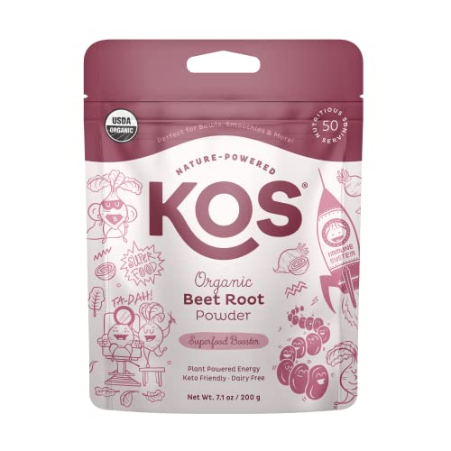 KOS Organic Beet Root Powder, USDA Certified - Natural Nitric Oxide Booster, Superfood KOS uk supplements