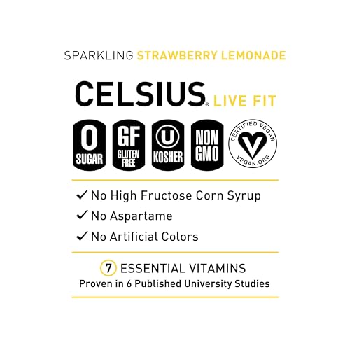 CELSIUS Sparkling Strawberry Lemonade, Functional Essential Energy Drink, 12 Fl Oz CELSIUS uk supplements