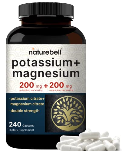 Potassium Magnesium Supplement – 200mg + | 240 Capsules Easily Absorbed Citrate NatureBell uk supplements