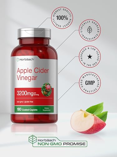 Apple Cider Vinegar Tablets 3200mg | 180 Pills | Vegetarian, Non-GMO & Gluten Free Supplement Horbäach uk supplements