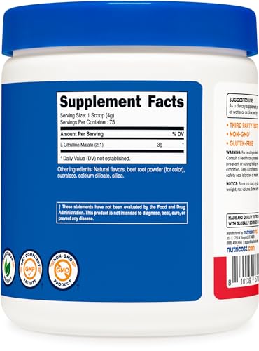 Nutricost L-Citrulline Malate 2:1 (300g) Fruit Punch - Workout Support, Muscle Performance Nutricost uk supplements