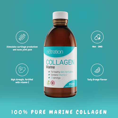 Marine Collagen Liquid | 25 x 10ml Servings | Liquid Collagen Drink for Women and Men | Pure Marine Collagen for Strong Bones & Joints Nutration uk supplements