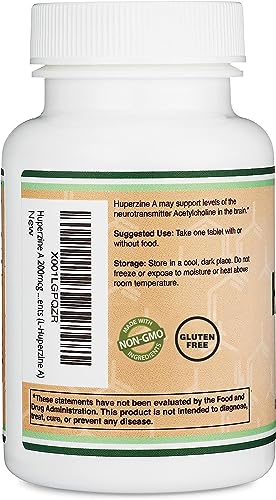 Huperzine A 200mcg (Third Party Tested) Manufactured in The USA, 120 Tablets, Brain Double Wood Supplements uk supplements
