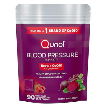 Qunol Beets Chews for Blood Pressure Support, 3 in 1 Beets + CoQ10 + Grape Seed Extract Qunol uk supplements
