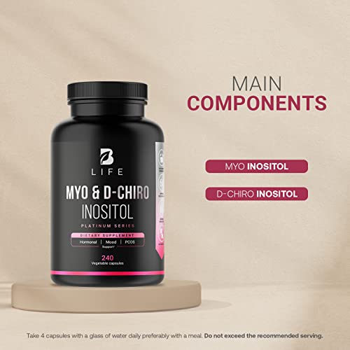 Myo-Inositol & D-Chiro Inositol by B Life - 240 Capsules | Made in USA | 40:1 Ratio B Life Company uk supplements