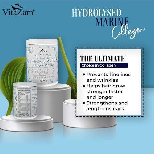 Vitazam Pure Marine Collagen Powder - 100% Hydrolysed Collagen Peptides for Hair Skin and Nails VitaZam uk supplements