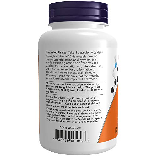 NOW Supplements, NAC (N-Acetyl Cysteine) 600 mg with Selenium & Molybdenum NOW uk supplements