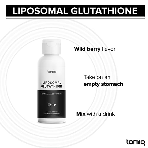 Lab Tested Ultra Bioavailable Liposomal Glutathione - 4 fl. oz Mixable Wild Berry Natural Toniiq uk supplements