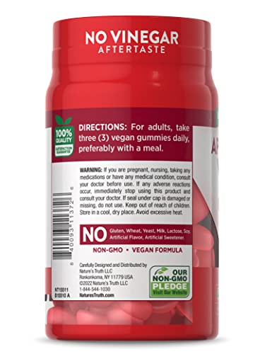 Nature's Truth Apple Cider Vinegar Gummies | 600 mg | 75 Gummies | Natural Apple Flavor Nature's Truth uk supplements